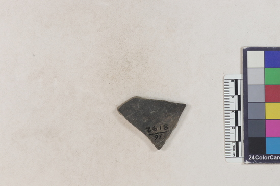 Hearst Museum object 114 of 183 titled Potsherd, accession number 16-8192, described as Potsherd: bodys Section of Manta on beach currently inhabited. Numbers  8111 to 8194 are sherds picked up on beach at low tide.