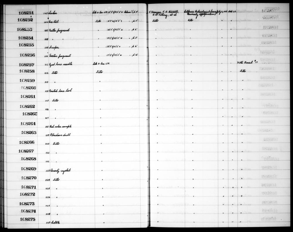 Documentation associated with Hearst Museum object titled Worked stone, accession number 1-108252, described as Core.