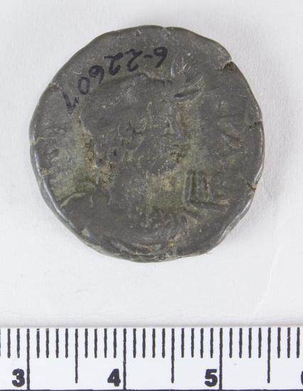 Hearst Museum object 1 of 6 titled Coin: billon tetradrachm, accession number 6-22607, described as obverse: head of Nero, left, radiate reverse: bust of Alexandria to right