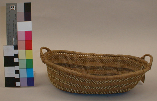 Hearst Museum object titled Basket, accession number 2-13226, described as Similar to above (13225), oval, 2 small handles.