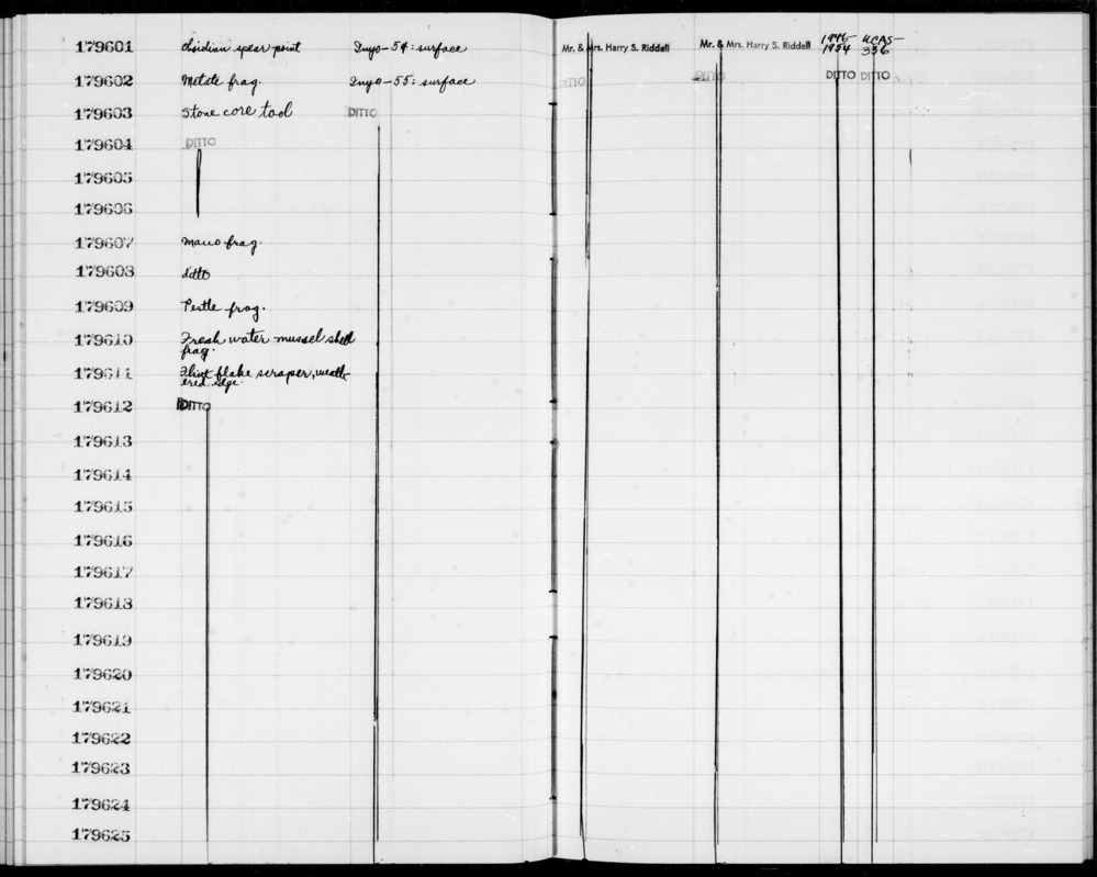 Documentation associated with Hearst Museum object titled Shell fragment, accession number 1-179610, described as Freshwater mussel.