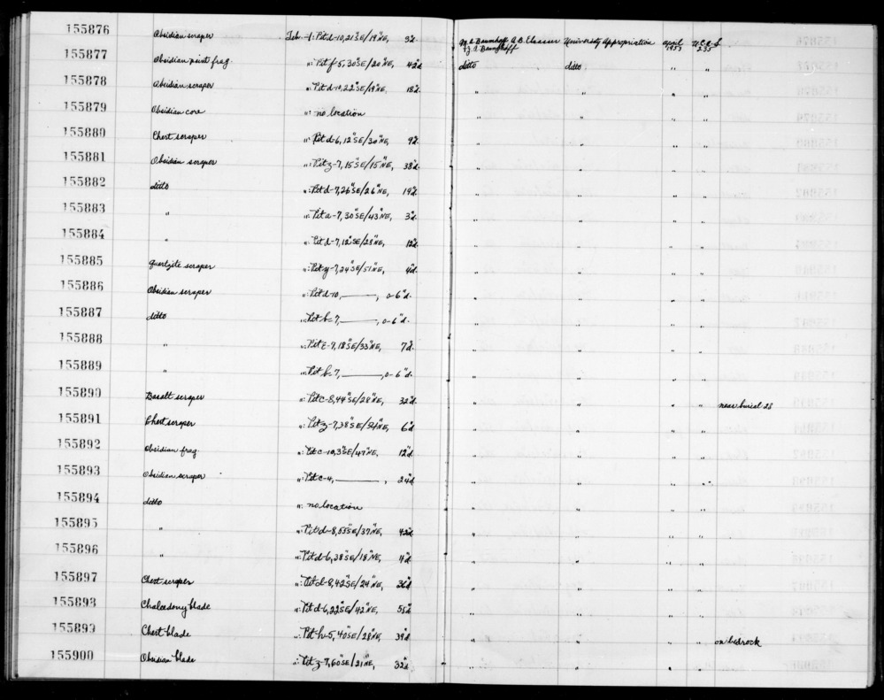 Documentation associated with Hearst Museum object titled Core, accession number 1-155879, described as Obsidian.