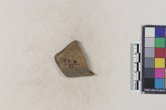 Hearst Museum object 4 of 4 titled Potsherd, accession number 16-8162, described as Potsherd; body, white slip Section of Manta on beach currently inhabited. Numbers  8111 to 8194 are sherds picked up on beach at low tide.