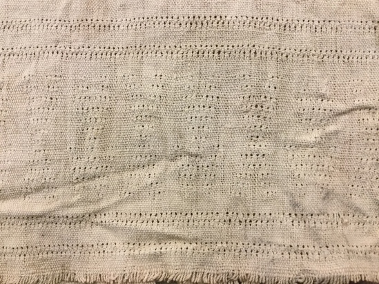 Hearst Museum object titled Cloth, accession number 4-6722, described as White cotton cloth with openwork decoration