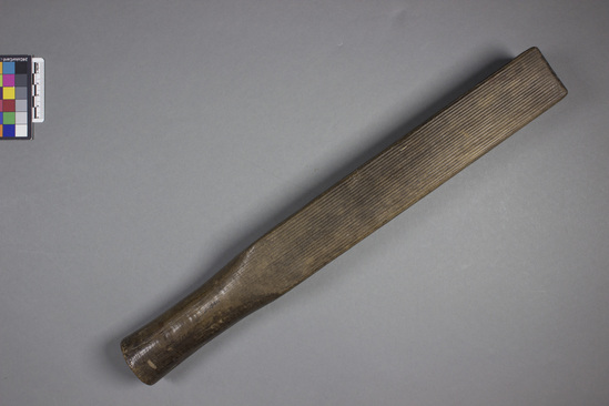 Hearst Museum object titled Tapa beater, accession number 11-1966, described as Wooden tapa mallet