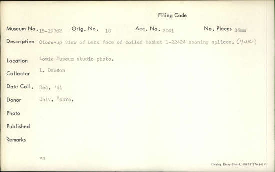 Documentation associated with Hearst Museum object titled Black-and-white negative, accession number 15-19762, no description available.