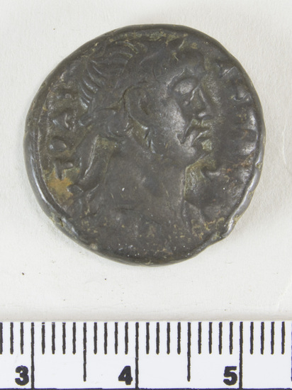 Hearst Museum object 3 of 6 titled Coin: billon tetradrachm, accession number 6-22557, described as Head of Hadrian, r., laureate