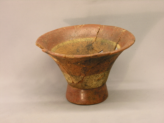 Hearst Museum object 9 of 12 titled Bowl, accession number 4-2794, described as Flaring flat-bottomed bowl, red, base containing rattles