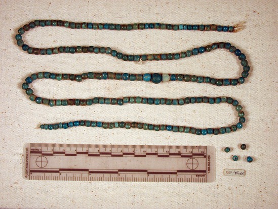 Hearst Museum object titled Beads, accession number 6-14045, described as string blue spherical beads; length 100 cm