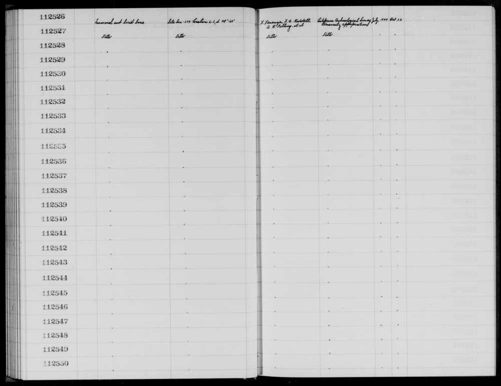 Documentation associated with Hearst Museum object titled Faunal remains, accession number 1-112531, described as Mammal and bird.