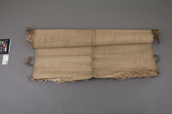 Hearst Museum object titled Mat, accession number 11-492, described as Plain weave mat; loom woven; 86 x 102 cm.