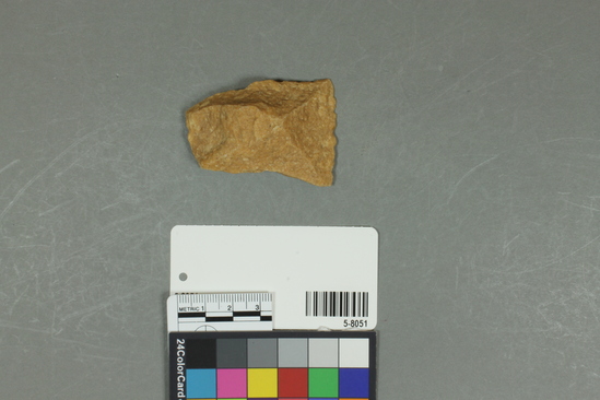 Hearst Museum object titled Flake, accession number 5-8051, described as prepared core flake; square; secondary flaking on one edge; L 5.5cm