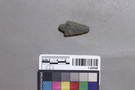 Hearst Museum object titled Projectile point, accession number 1-223349, described as basalt point fragment