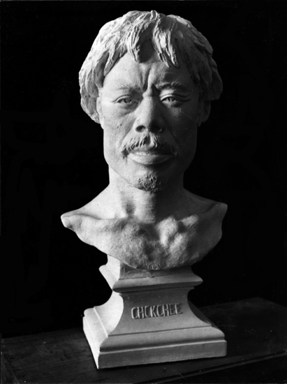 Hearst Museum object titled Life cast, accession number 12-1519, described as Plaster life-bust, man