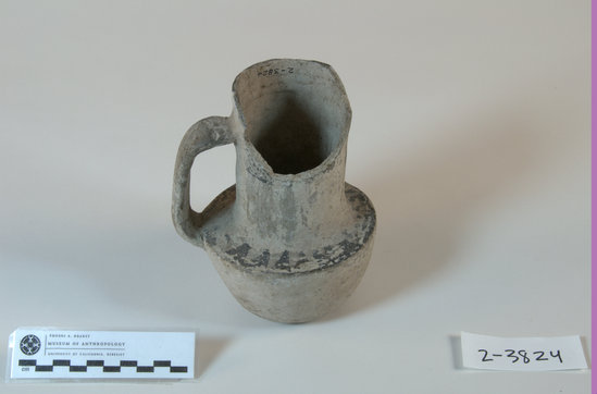 Hearst Museum object titled Pitcher, accession number 2-3824, described as Pitcher. Cylindrical top, decorated.