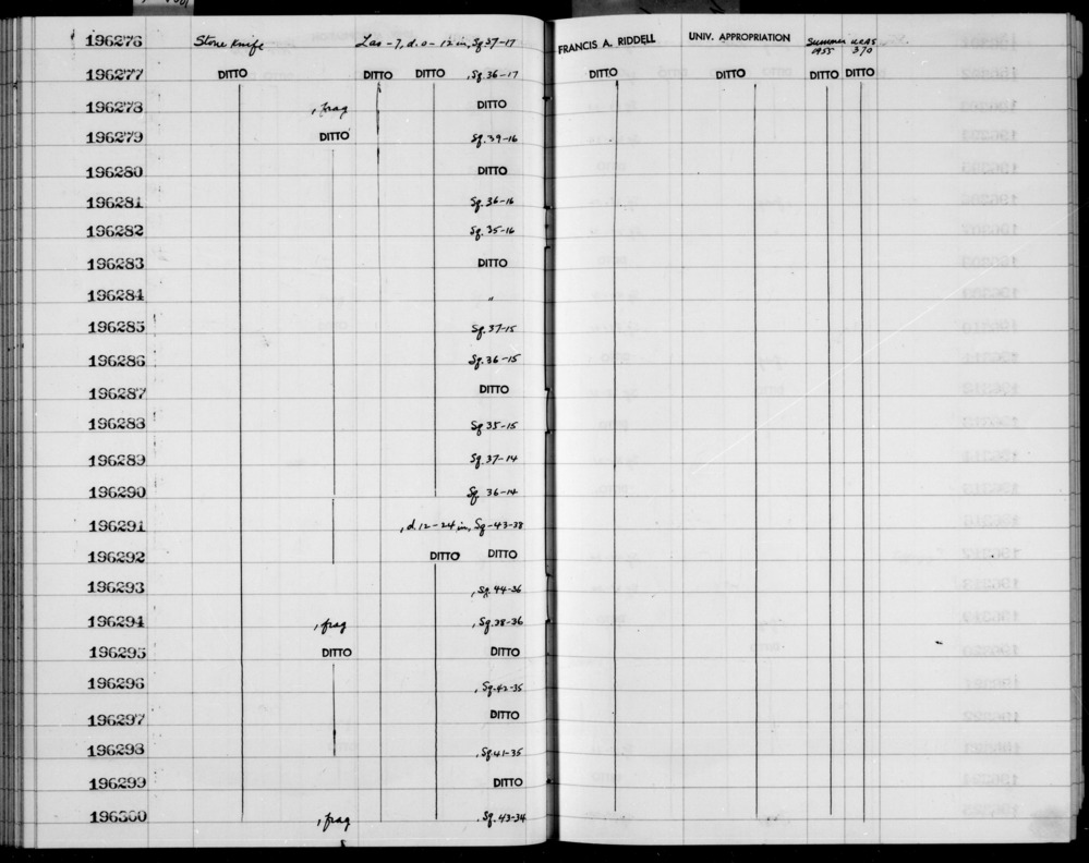 Documentation associated with Hearst Museum object titled Knife, accession number 1-196285, described as Stone knife fragment