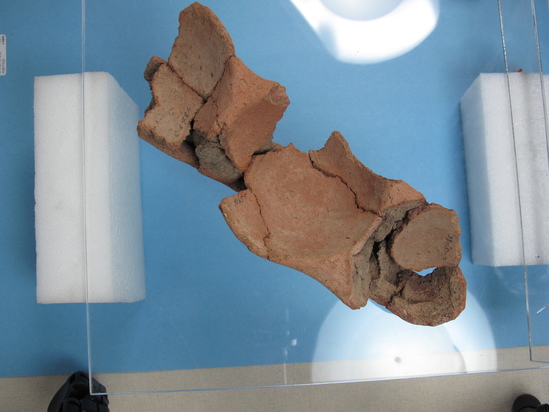 Hearst Museum object titled Offering table fragments, accession number 6-5986, described as Pottery; fragments of offering table containing several cup shaped receptacles