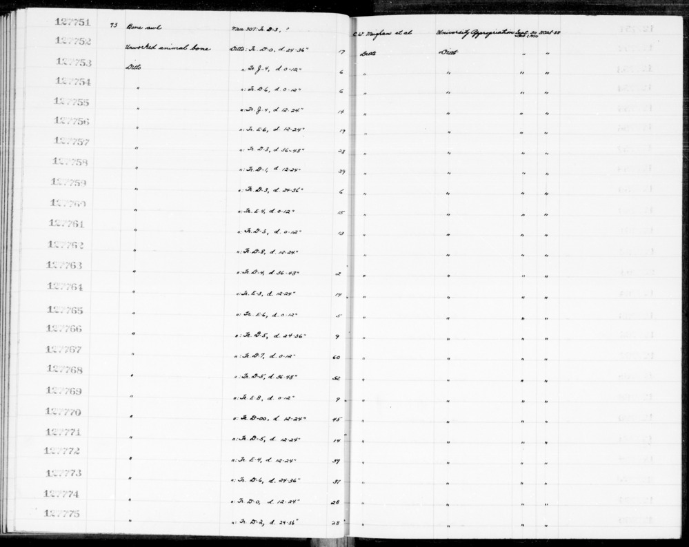 Documentation associated with Hearst Museum object titled Awl, accession number 1-127751, described as Bone awl.