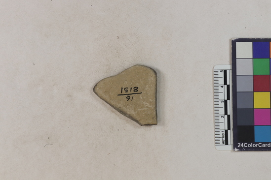 Hearst Museum object 2 of 2 titled Potsherd, accession number 16-8151, described as Potsherd; body, shoulder.  Section of Manta on beach currently inhabited. Numbers  8111 to 8194 are sherds picked up on beach at low tide.