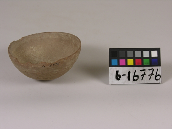 Hearst Museum object titled Bowl, accession number 6-16776, described as pottery: small brown bowl, incised lines, diameter 12, height 4.5 cm