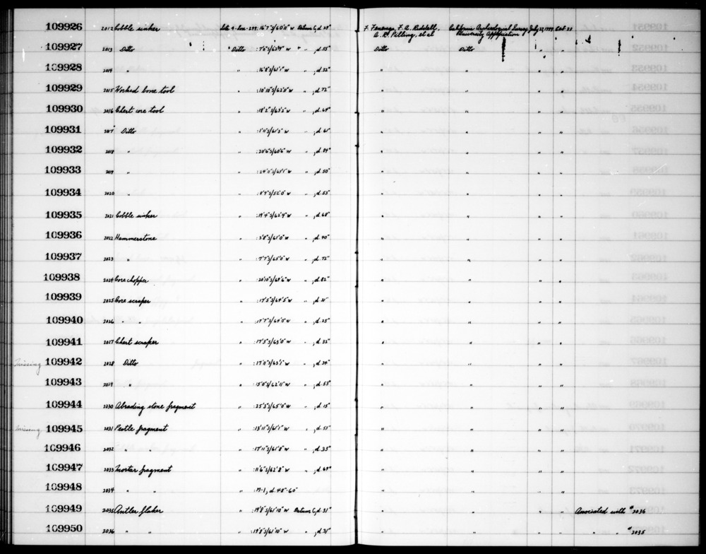 Documentation associated with Hearst Museum object titled Abrader fragment, accession number 1-109944, described as Abrading stone fragment.