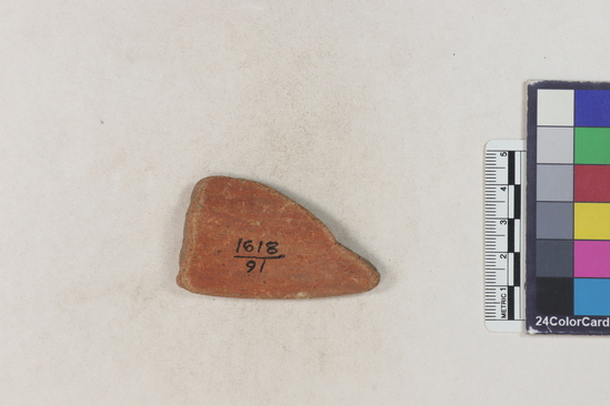 Hearst Museum object 109 of 160 titled Potsherd, accession number 16-8191, described as Potsherd: rims Section of Manta on beach currently inhabited. Numbers  8111 to 8194 are sherds picked up on beach at low tide.