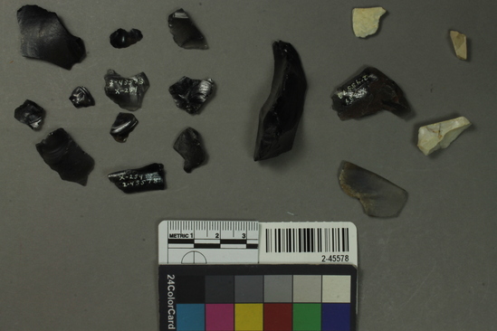 Hearst Museum object titled Flake, accession number 2-45578, described as grid sample, debitage, chert & obsidian