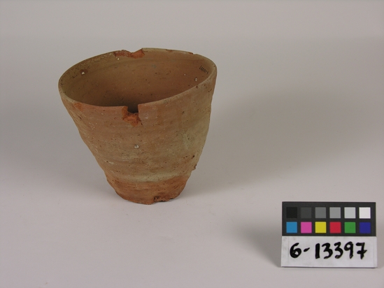 Hearst Museum object titled Bowl, accession number 6-13397, described as Pottery bowl; deep, brown, cup-shaped; diameter 5 height 12 cm.