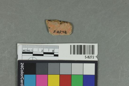 Hearst Museum object titled Pottery, accession number 5-8272, described as Sherd; pink paint on both surfaces