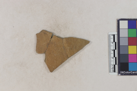 Hearst Museum object 160 of 183 titled Potsherd, accession number 16-8192, described as Potsherd: bodys Section of Manta on beach currently inhabited. Numbers  8111 to 8194 are sherds picked up on beach at low tide.