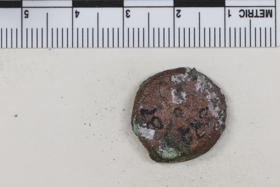 Hearst Museum object titled Coin: æ, accession number 6-22487, described as Diademed head of Zeus Ammon, r. central hole