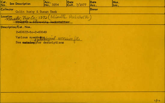 Documentation associated with Hearst Museum object titled Faunal remains, accession number 2-60642, described as 1 bag of faunal remains, screen material