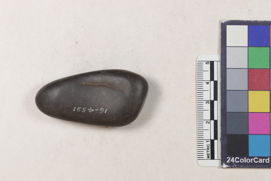 Hearst Museum object titled Pebble, accession number 16-4591, described as Smooth stone pebble