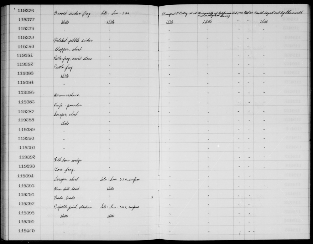 Documentation associated with Hearst Museum object titled Scraper, accession number 1-119394, described as Chert