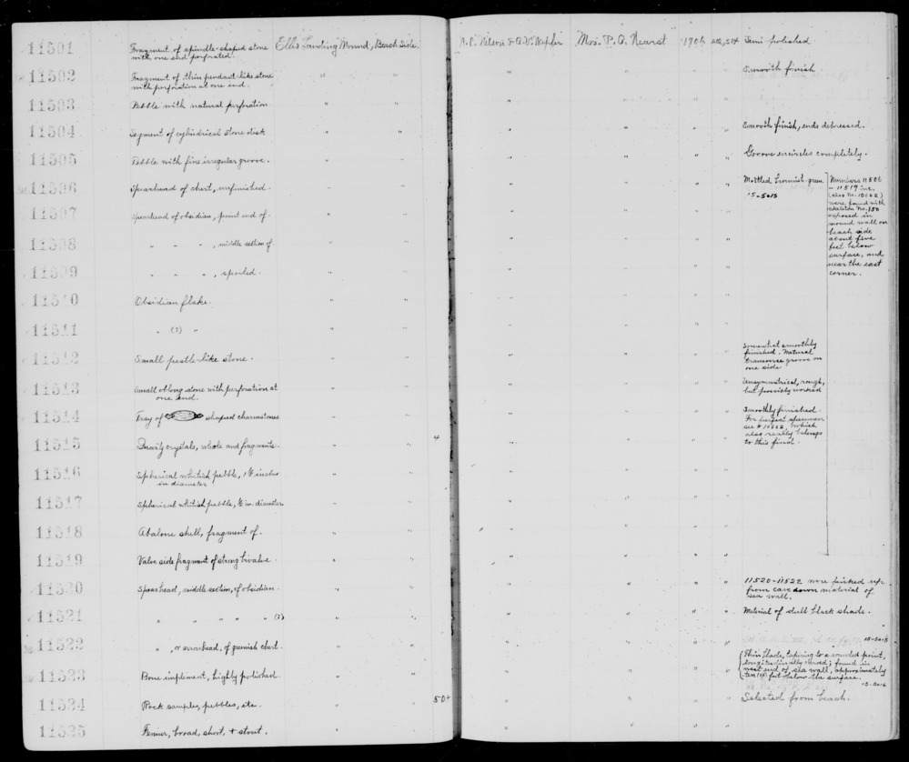 Documentation associated with Hearst Museum object titled Flake, accession number 1-11510, described as Obsidian