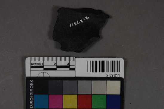 Hearst Museum object titled Flake, accession number 2-27311, described as Primary flake; black slate