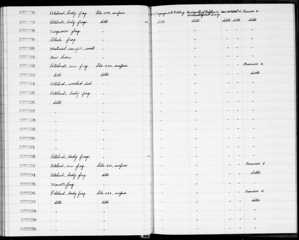 Documentation associated with Hearst Museum object titled Blade fragment, accession number 1-122279, described as Blade fragment