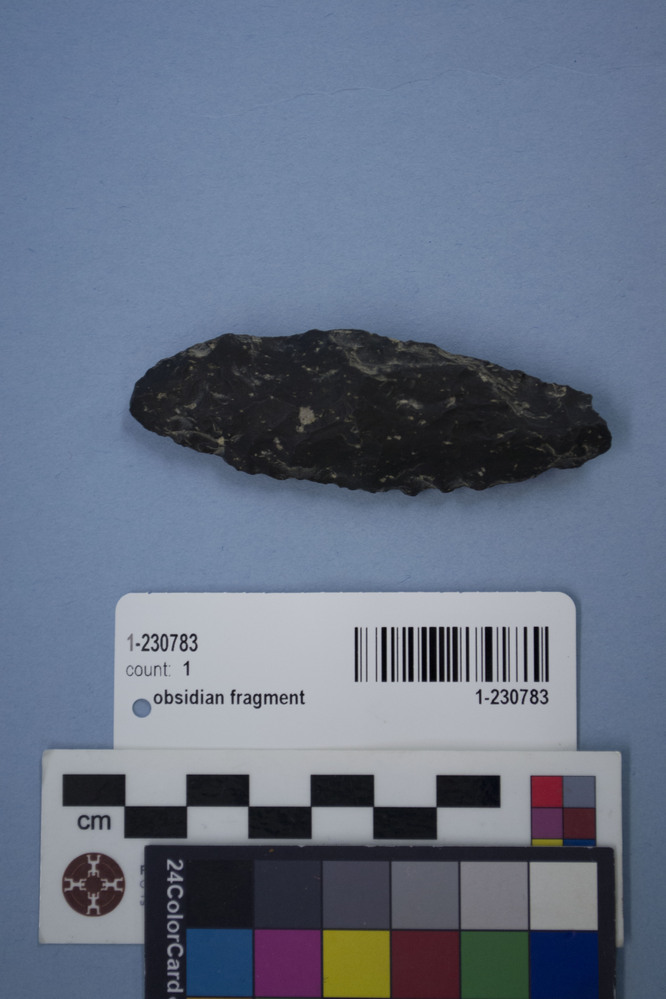 Hearst Museum object titled Obsidian fragment, accession number 1-230783, described as Biface.