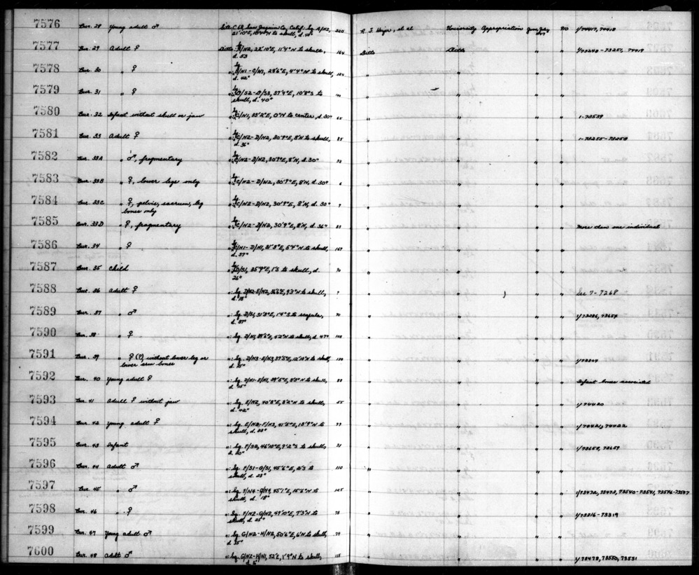 Documentation associated with Hearst Museum object titled Human remains, accession number 12-7588(0), described as Adult [female symbol]