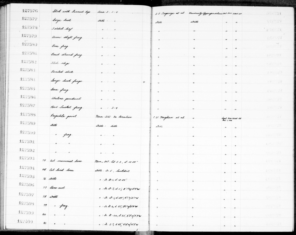 Documentation associated with Hearst Museum object titled Awl fragment, accession number 1-127598, described as Bone awl fragment. Notice: Image restricted due to its potentially sensitive nature. Contact Museum to request access.