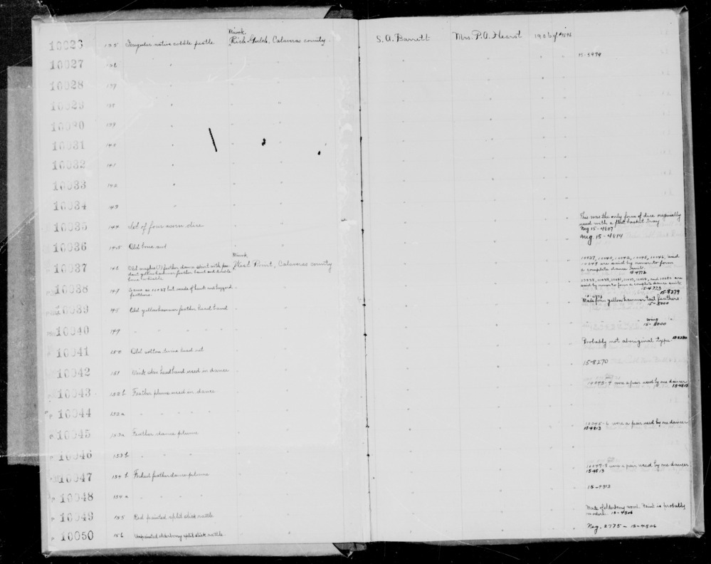 Documentation associated with Hearst Museum object titled Rattle, accession number 1-10050, described as Unpainted elderberry split stick rattle.