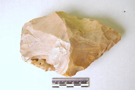 Hearst Museum object 4 of 4 titled Handaxe, accession number 5-1637, described as Hand-axe, brown flint