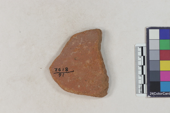 Hearst Museum object 61 of 183 titled Potsherd, accession number 16-8192, described as Potsherd: bodys Section of Manta on beach currently inhabited. Numbers  8111 to 8194 are sherds picked up on beach at low tide.