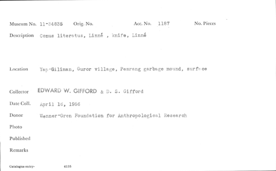 Documentation associated with Hearst Museum object titled Shell fragment, accession number 11-34835, no description available.