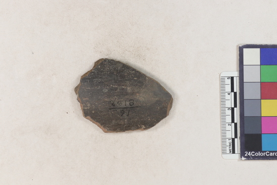 Hearst Museum object 10 of 183 titled Potsherd, accession number 16-8192, described as Potsherd: bodys Section of Manta on beach currently inhabited. Numbers  8111 to 8194 are sherds picked up on beach at low tide.