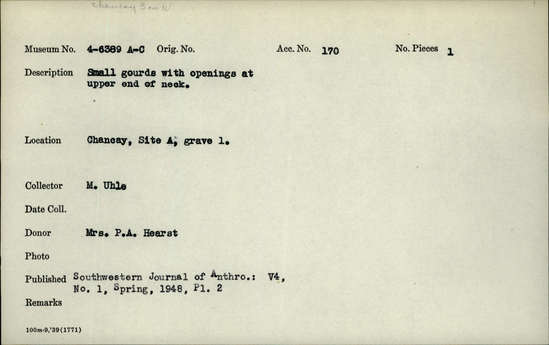 Documentation associated with Hearst Museum object titled Containers, accession number 4-6389c, no description available.