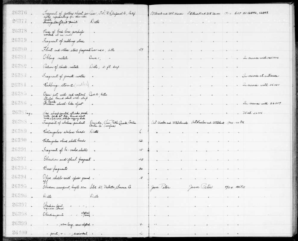 Documentation associated with Hearst Museum object titled Faunal remains, accession number 1-26393, described as Bone fragments.