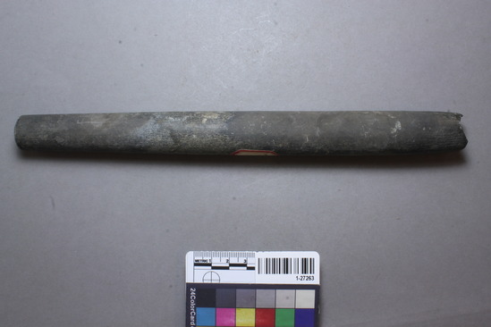 Hearst Museum object titled Pipe, accession number 1-27263, described as Steatite pipe. End missing.