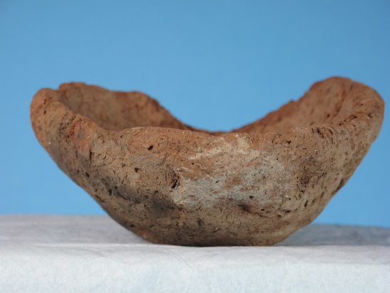 Hearst Museum object 26 of 26 titled Broken dish, accession number 6-8098, described as Pottery: rough brown dish, rim broken; diameter 11 cm., height 4cm.