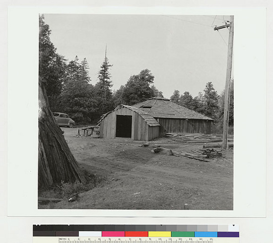 Hearst Museum object titled Black-and-white negative, accession number 15-19464, described as Roundhouse seen from front (entranceway in front)